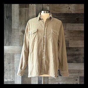 Harwyn vintage 70s tan corduroy button up shirt large granola girl minimalist